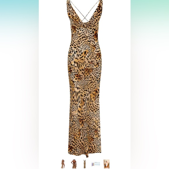NEW and unworn Amazon sheer leopard maxi dress with open back - Picture 3 of 8